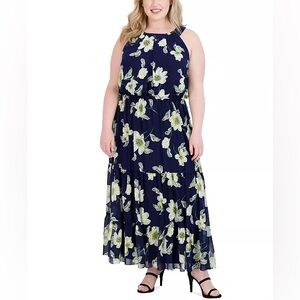Signature by Robbie Bee Navy Floral Maxi Dress